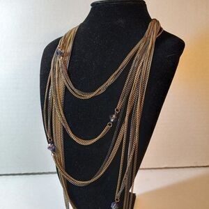Vintage Metal Multi Strand Necklace